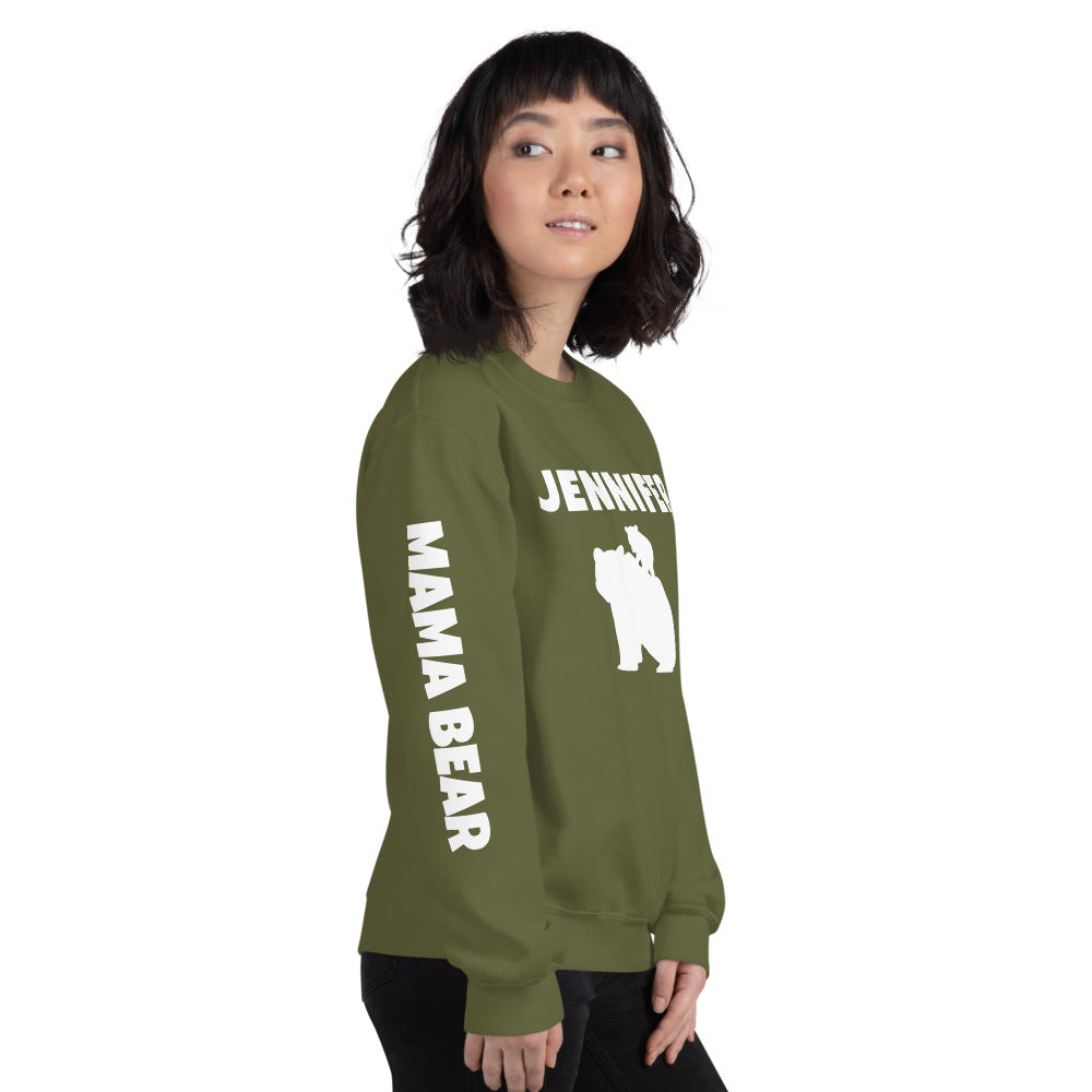 Custom Name, Arm Text Personalized Bold Mama Bear Sweatshirt TeeSpect