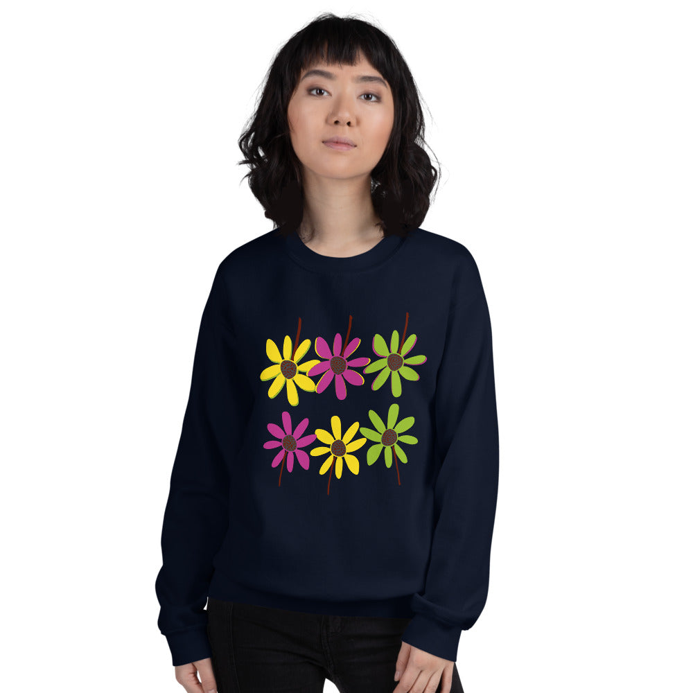 Colorful Hand Drawn Flower Petals Unisex Crew Neck Sweatshirt TeeSpect