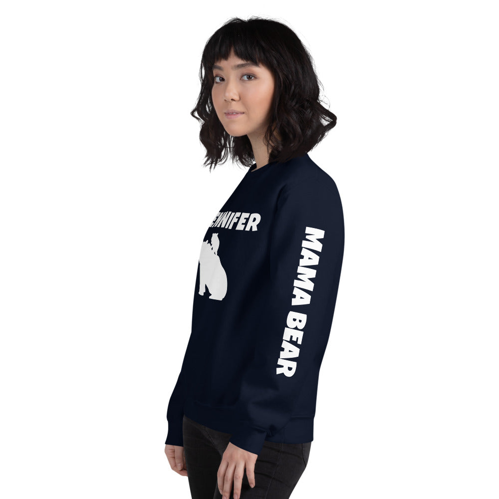 Custom Name, Arm Text Personalized Bold Mama Bear Sweatshirt TeeSpect