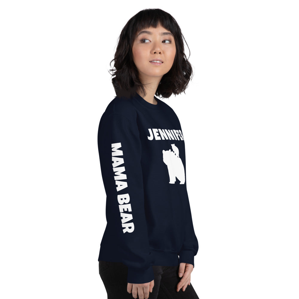 Custom Name, Arm Text Personalized Bold Mama Bear Sweatshirt TeeSpect