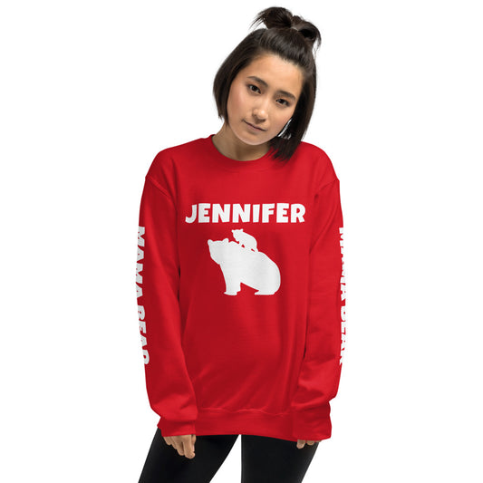 Custom Name, Arm Text Personalized Bold Mama Bear Sweatshirt TeeSpect