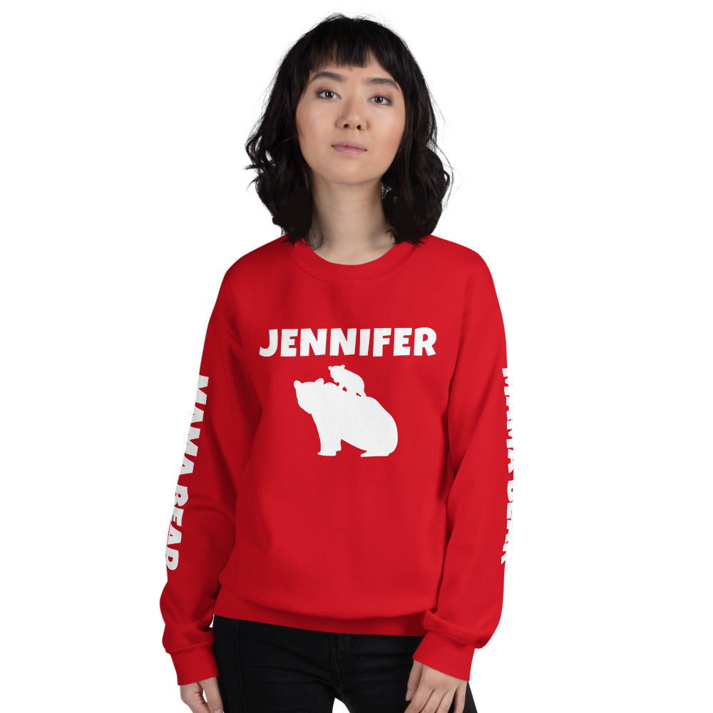 Custom Name, Arm Text Personalized Bold Mama Bear Sweatshirt TeeSpect
