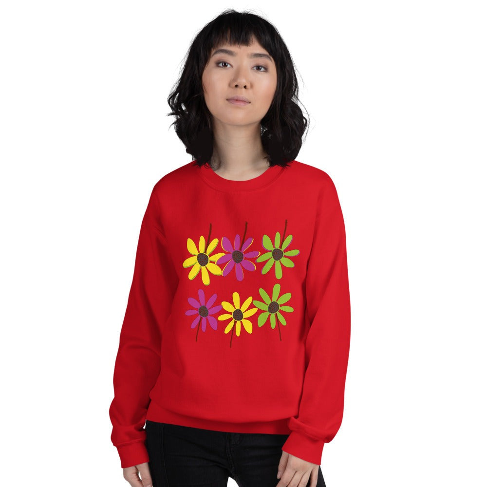 Colorful Hand Drawn Flower Petals Unisex Crew Neck Sweatshirt TeeSpect