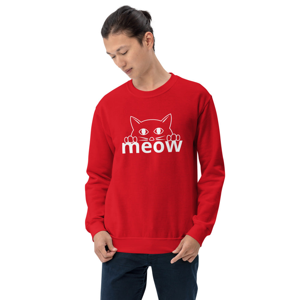 Cat Face Meow Warm, Soft Feel, Pre-Shrunk Classic Fit Crew Neck Sweatshirt TeeSpect