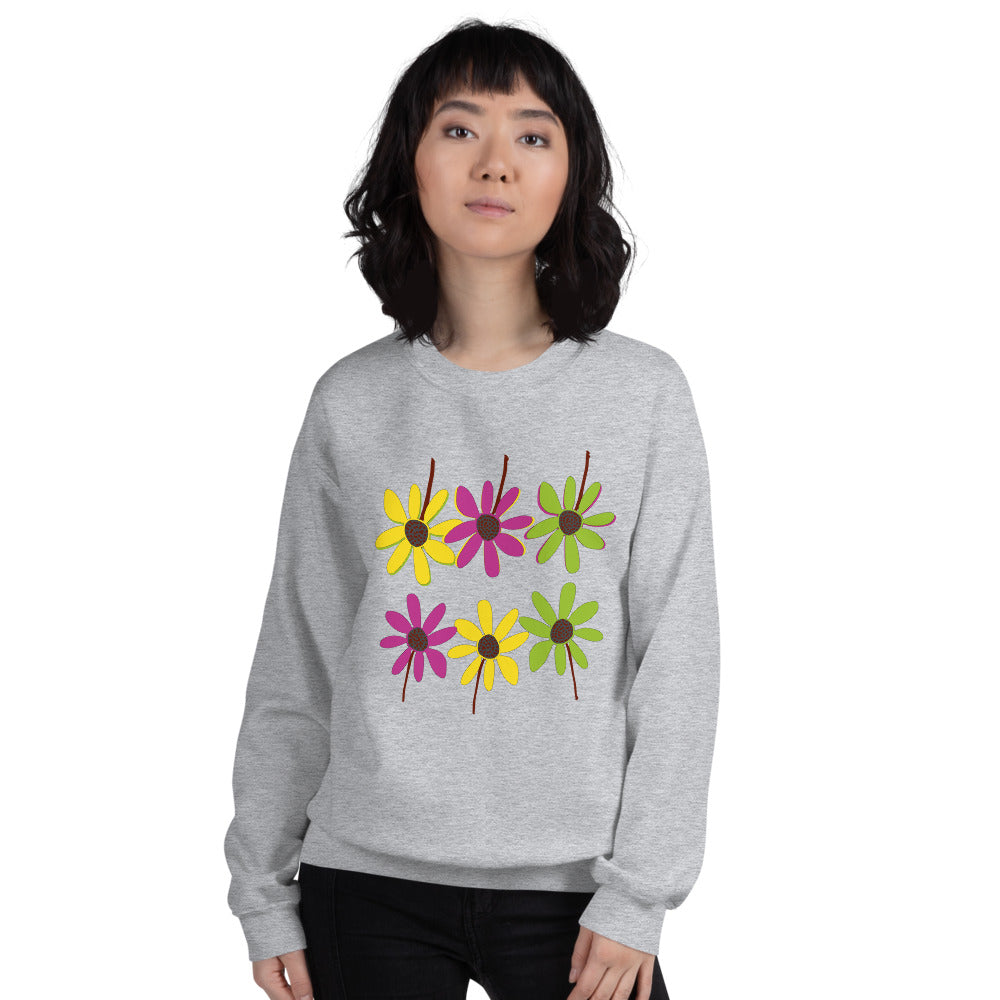 Colorful Hand Drawn Flower Petals Unisex Crew Neck Sweatshirt TeeSpect