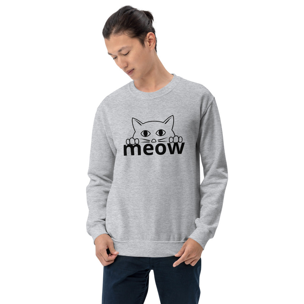 Cat Face Meow Warm, Soft Feel, Pre-Shrunk Classic Fit Crew Neck Sweatshirt TeeSpect