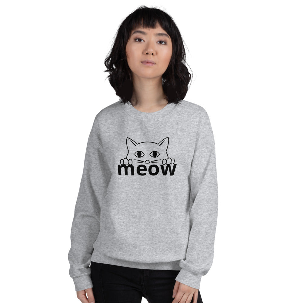 Cat Face Meow Warm, Soft Feel, Pre-Shrunk Classic Fit Crew Neck Sweatshirt TeeSpect