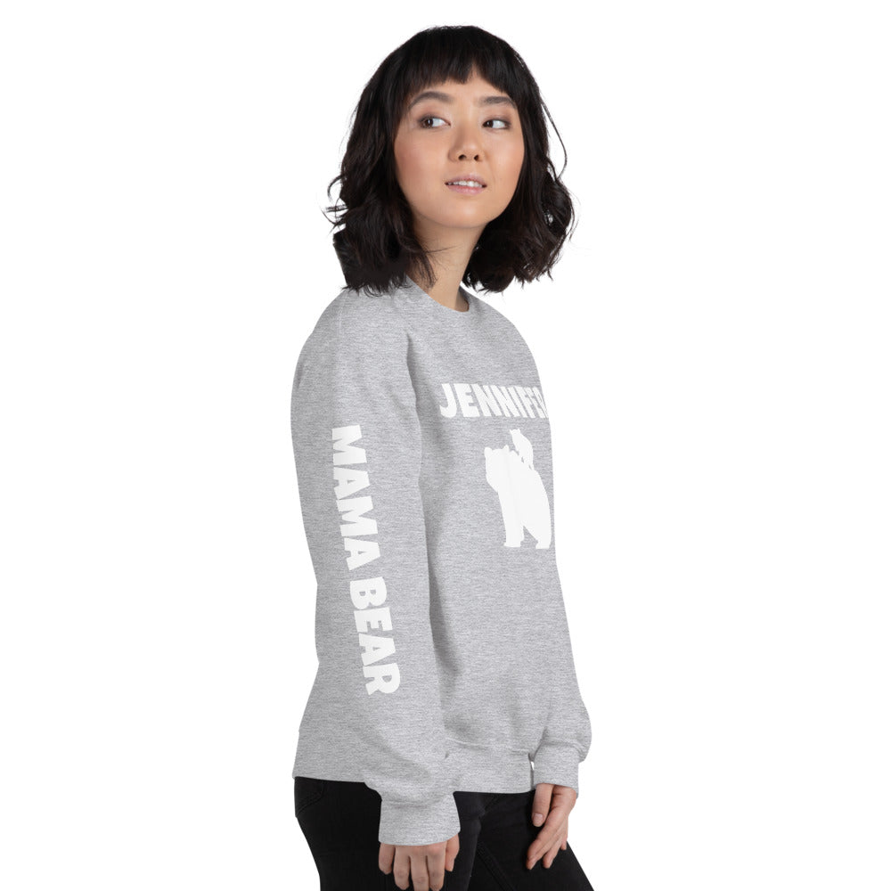 Custom Name, Arm Text Personalized Bold Mama Bear Sweatshirt TeeSpect