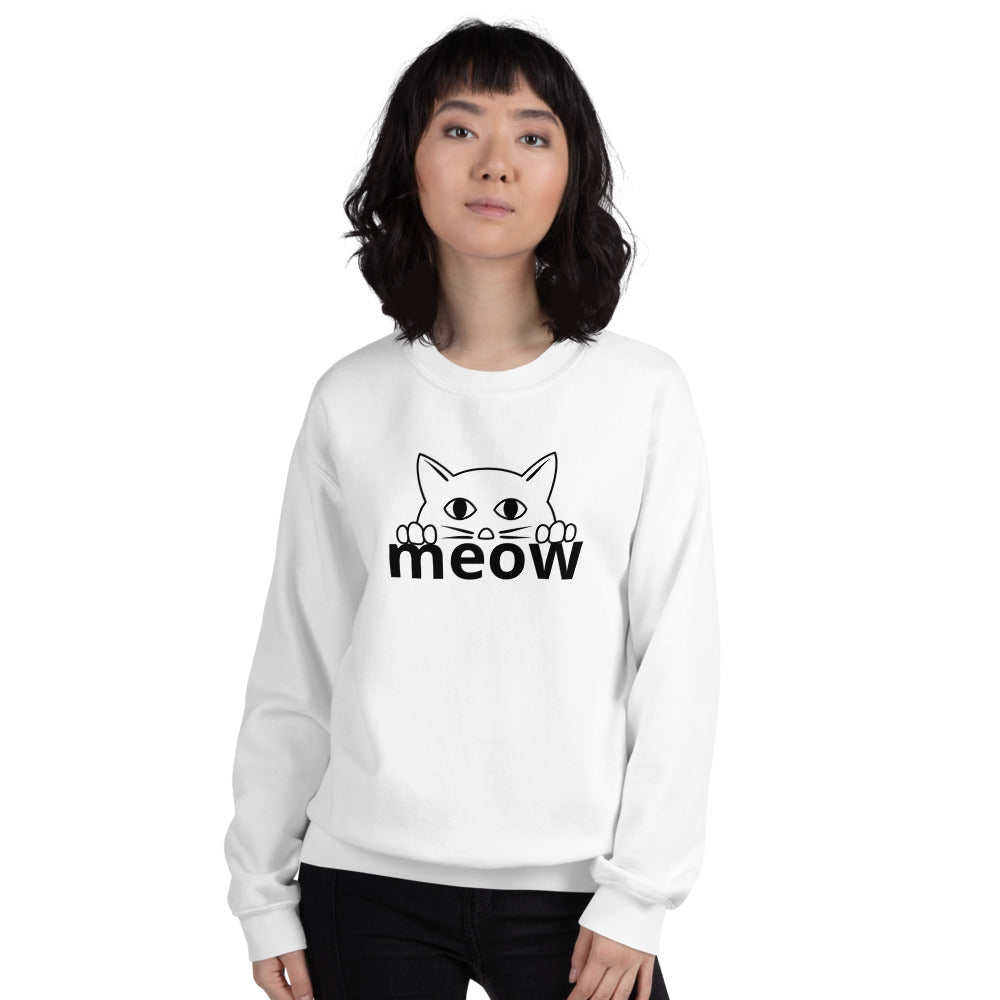 Cat Face Meow Warm, Soft Feel, Pre-Shrunk Classic Fit Crew Neck Sweatshirt TeeSpect