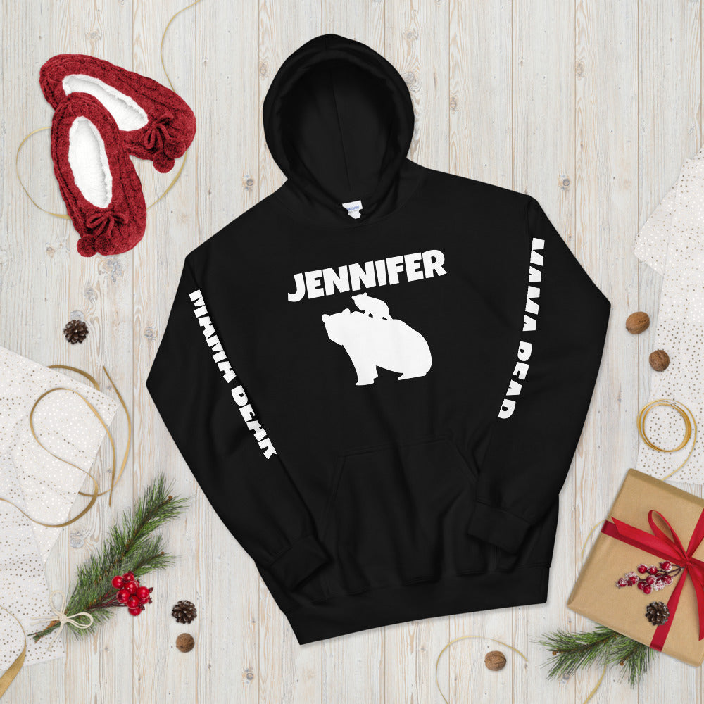 Custom Name Bold Mama Bear Personalized Unisex Heavy Blend Hoodie | Gildan 18500 TeeSpect