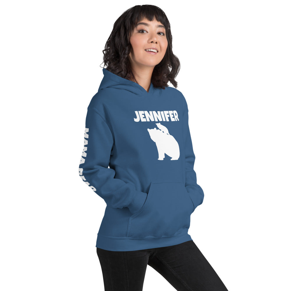 Custom Name Bold Mama Bear Personalized Unisex Heavy Blend Hoodie | Gildan 18500 TeeSpect