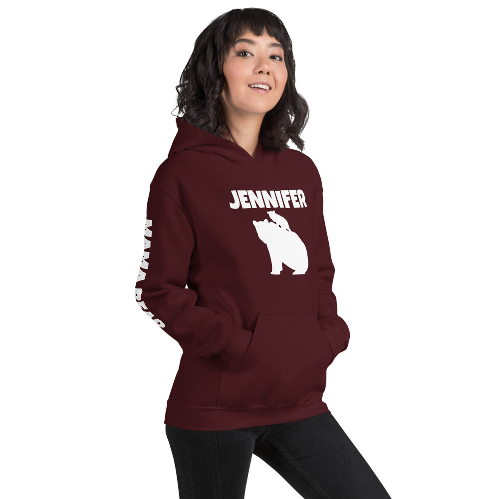 Custom Name Bold Mama Bear Personalized Unisex Heavy Blend Hoodie | Gildan 18500 TeeSpect