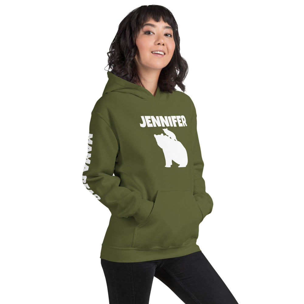 Custom Name Bold Mama Bear Personalized Unisex Heavy Blend Hoodie | Gildan 18500 TeeSpect