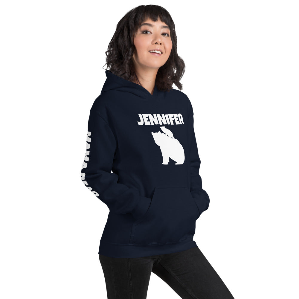 Custom Name Bold Mama Bear Personalized Unisex Heavy Blend Hoodie | Gildan 18500 TeeSpect