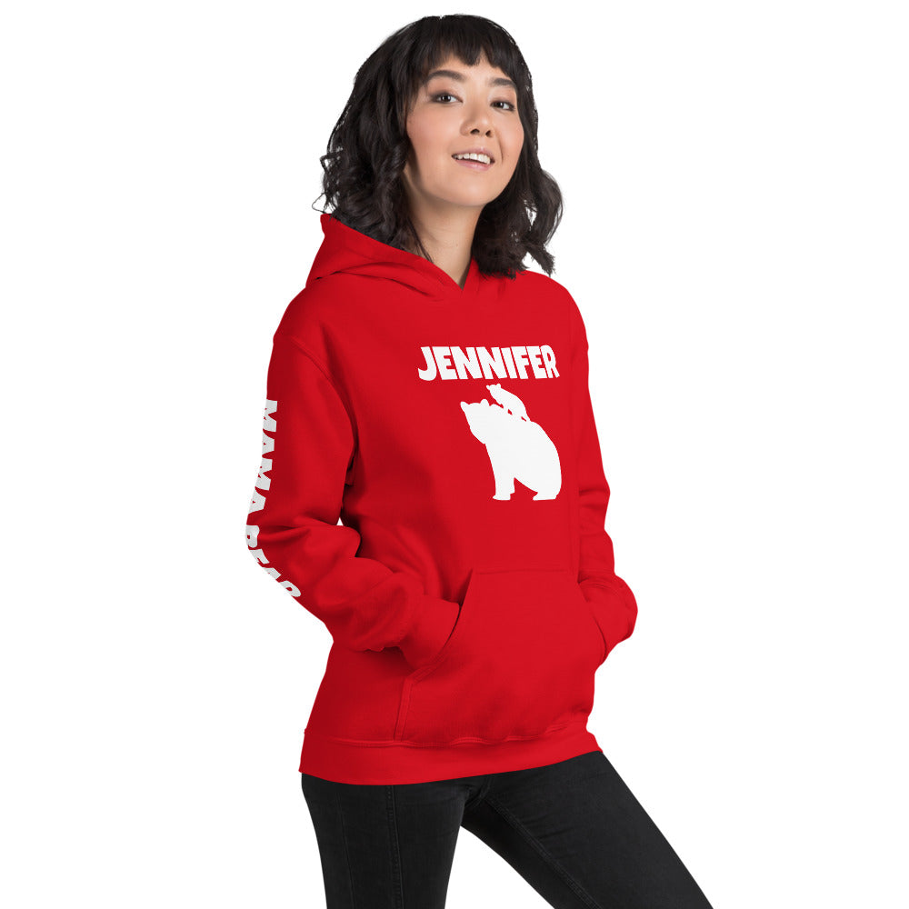 Custom Name Bold Mama Bear Personalized Unisex Heavy Blend Hoodie | Gildan 18500 TeeSpect