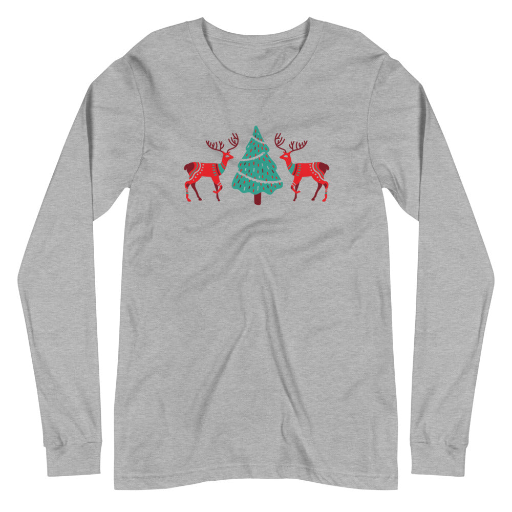 Merry Reindeer Tree Unisex Long Sleeve Tee TeeSpect