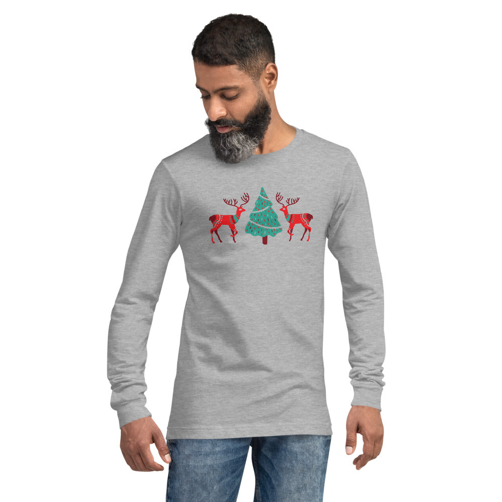 Merry Reindeer Tree Unisex Long Sleeve Tee TeeSpect