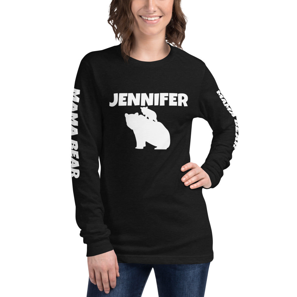 Custom Name Bold Mama Bear Personalized Unisex Long Sleeve Tee - Bella + Canvas 3501 TeeSpect