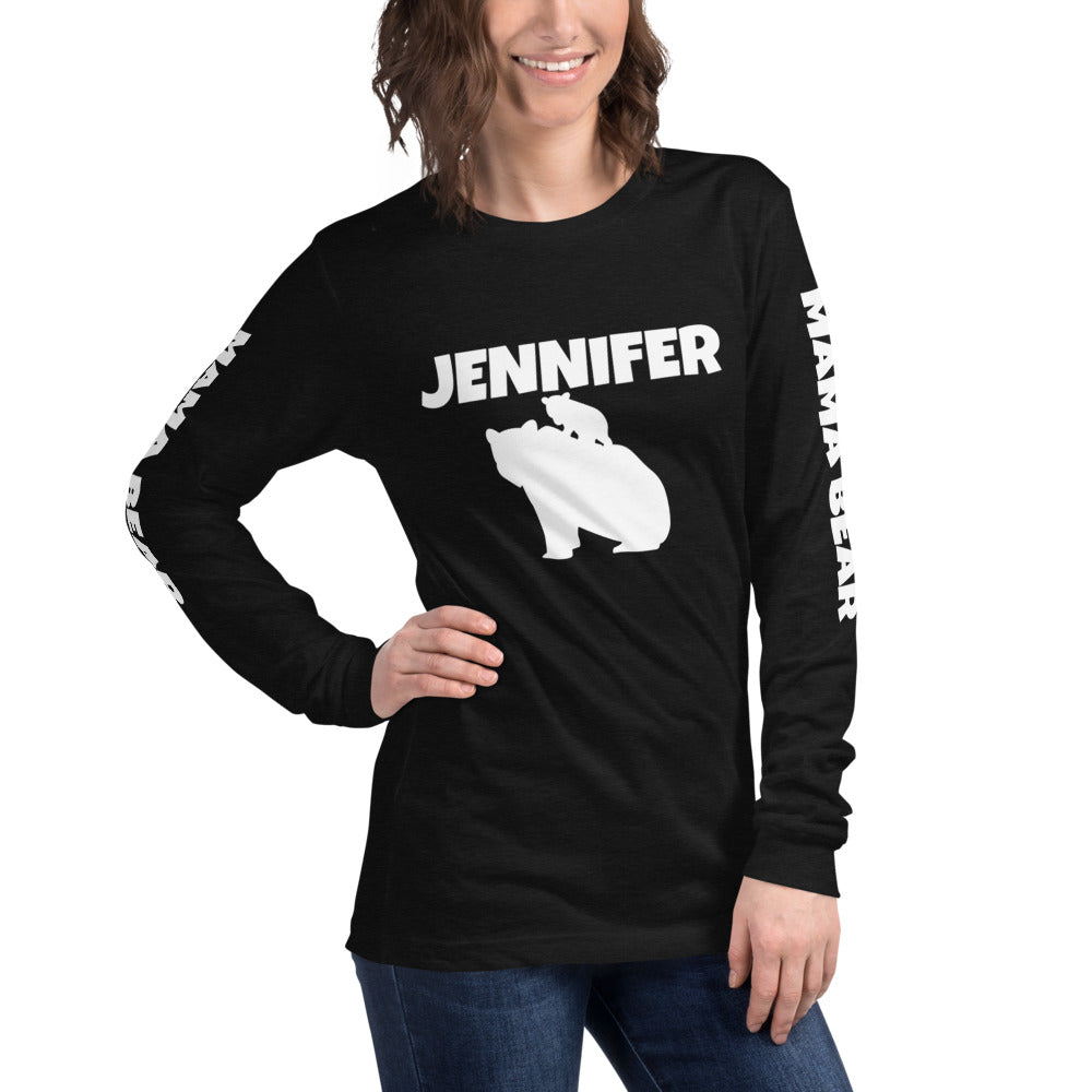 Custom Name Bold Mama Bear Personalized Unisex Long Sleeve Tee - Bella + Canvas 3501 TeeSpect