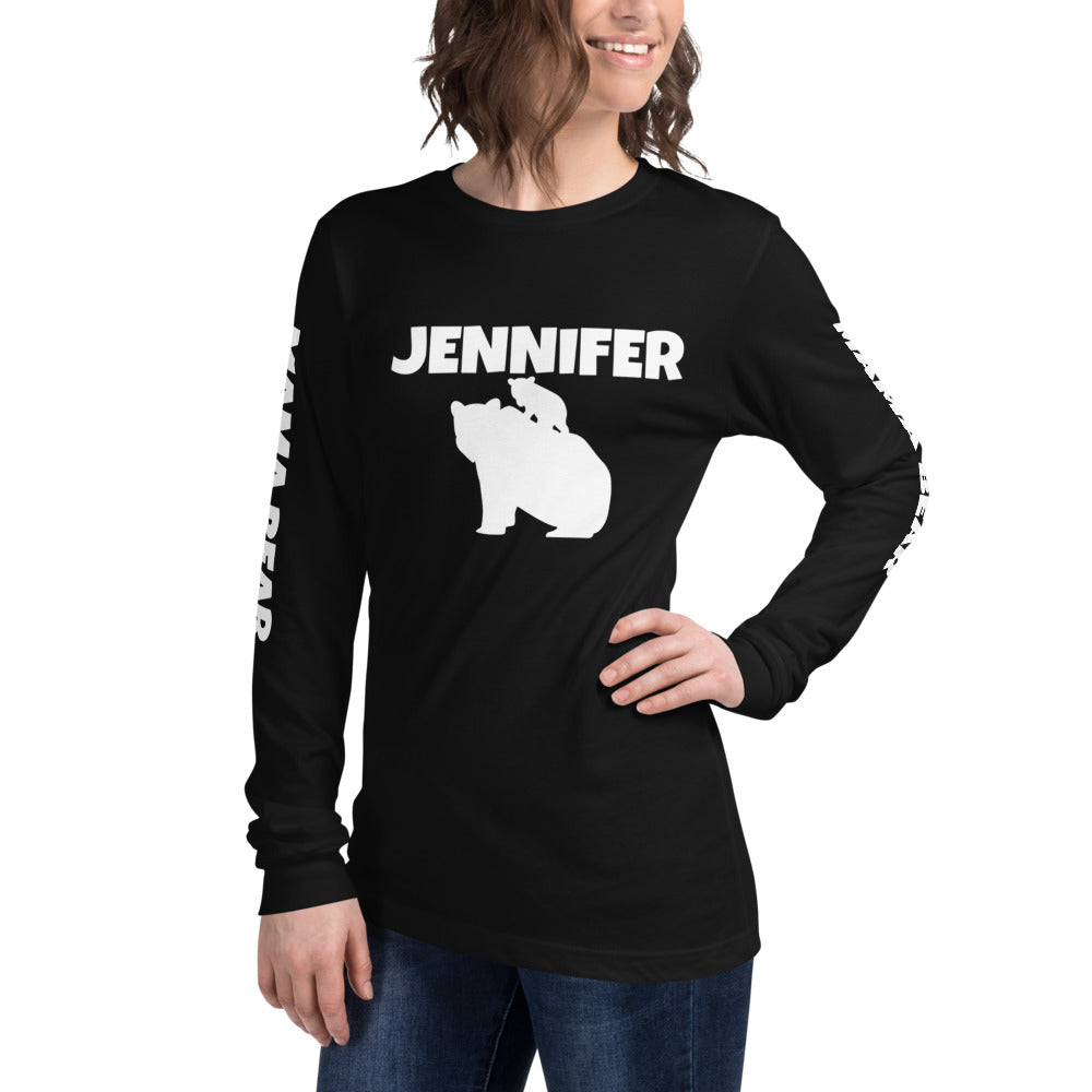 Custom Name Bold Mama Bear Personalized Unisex Long Sleeve Tee - Bella + Canvas 3501 TeeSpect