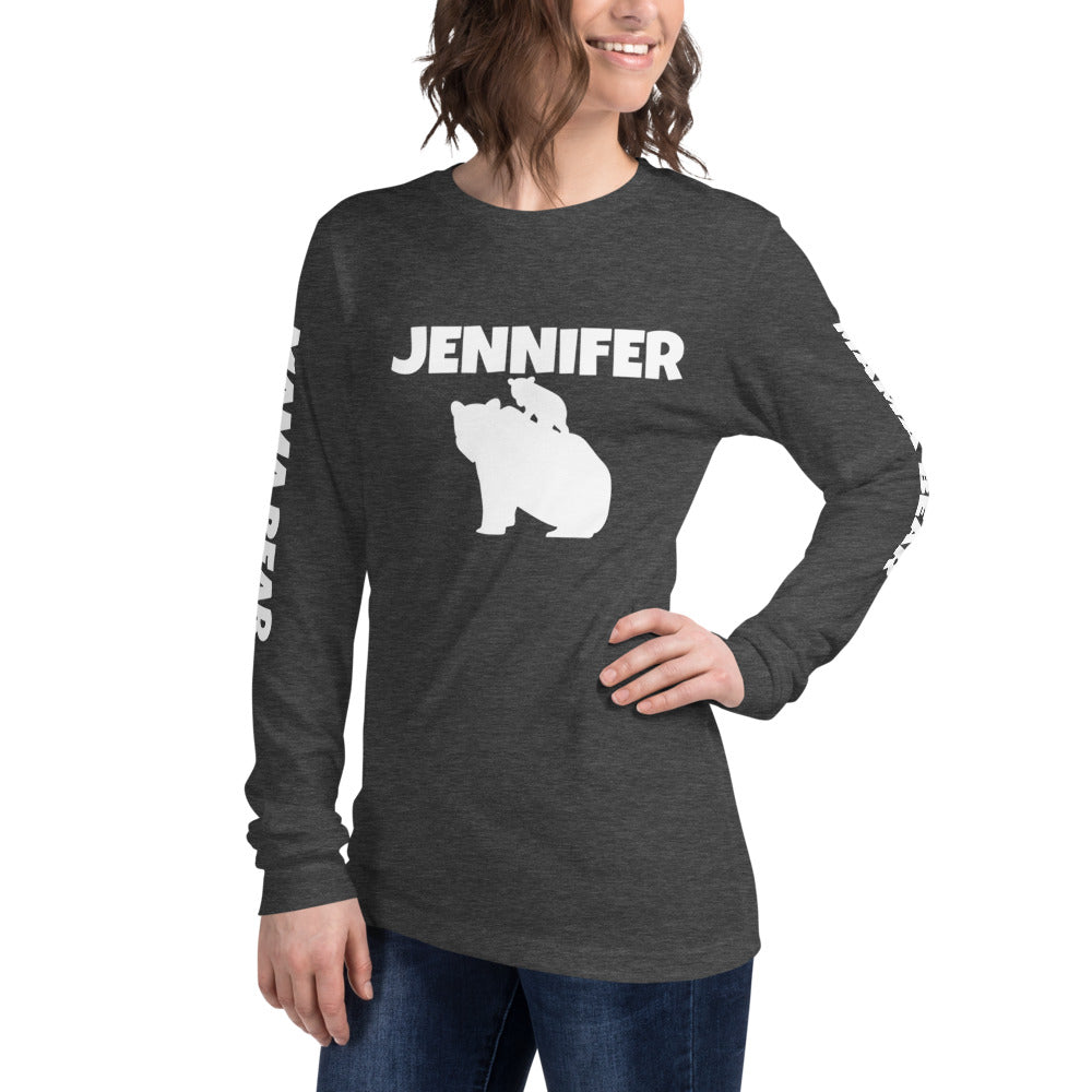 Custom Name Bold Mama Bear Personalized Unisex Long Sleeve Tee - Bella + Canvas 3501 TeeSpect