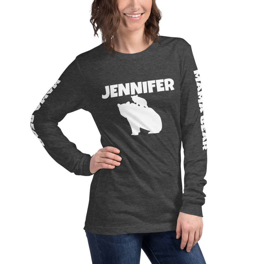 Custom Name Bold Mama Bear Personalized Unisex Long Sleeve Tee - Bella + Canvas 3501 TeeSpect