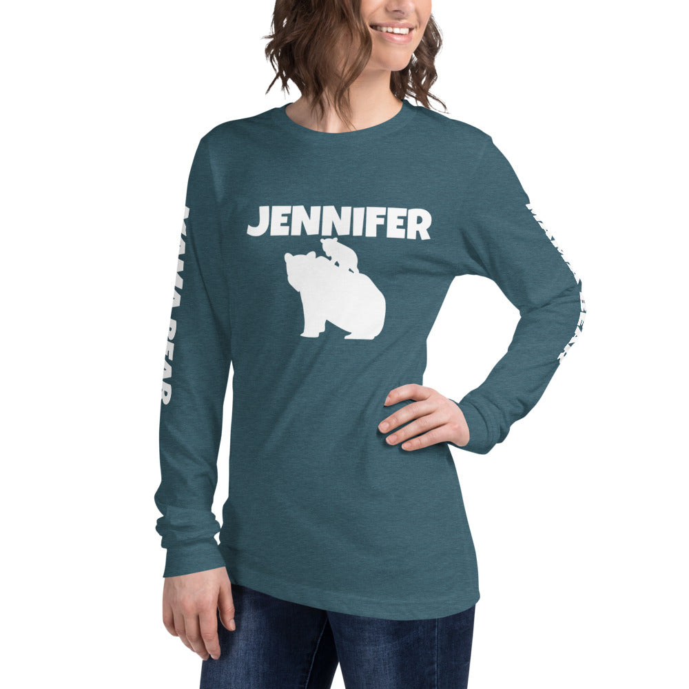 Custom Name Bold Mama Bear Personalized Unisex Long Sleeve Tee - Bella + Canvas 3501 TeeSpect