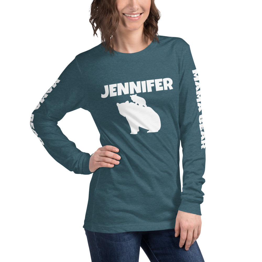 Custom Name Bold Mama Bear Personalized Unisex Long Sleeve Tee - Bella + Canvas 3501 TeeSpect