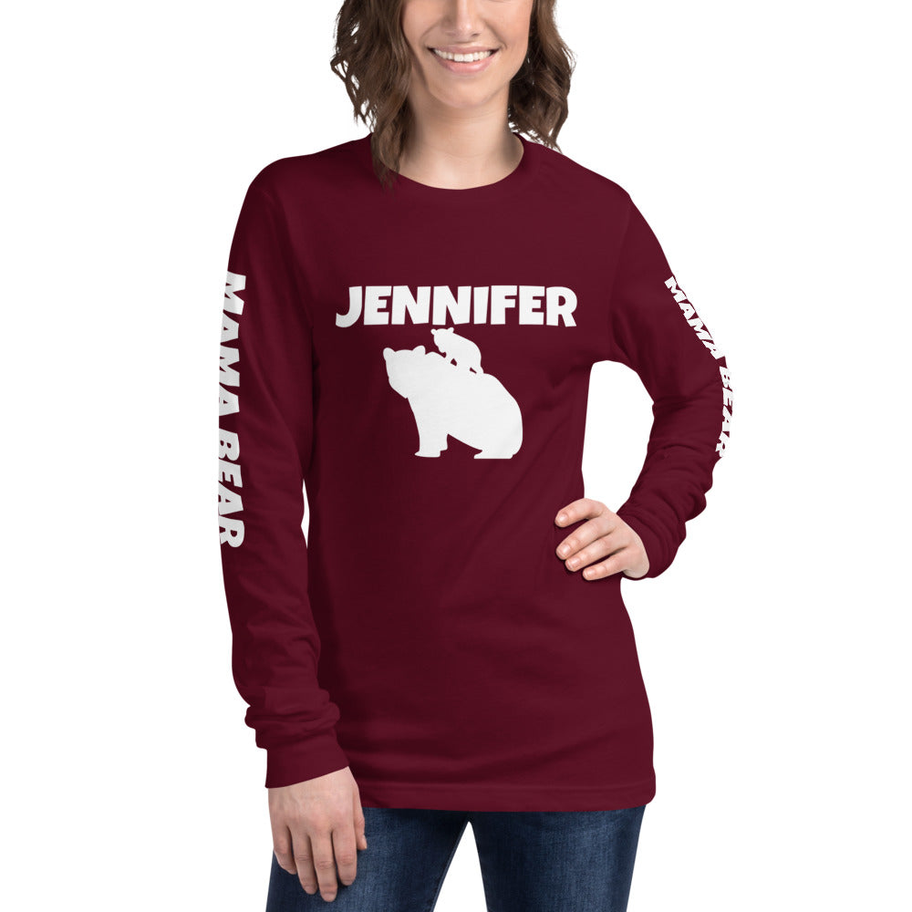 Custom Name Bold Mama Bear Personalized Unisex Long Sleeve Tee - Bella + Canvas 3501 TeeSpect
