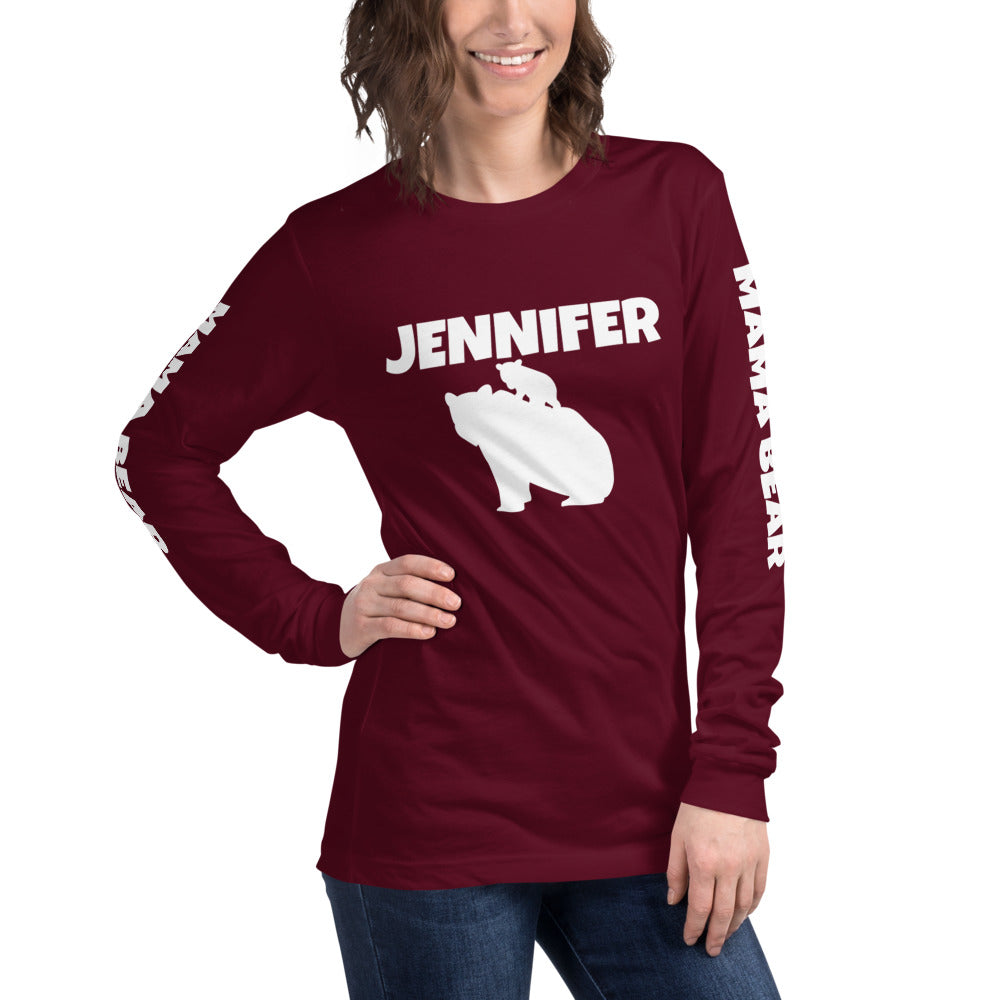 Custom Name Bold Mama Bear Personalized Unisex Long Sleeve Tee - Bella + Canvas 3501 TeeSpect