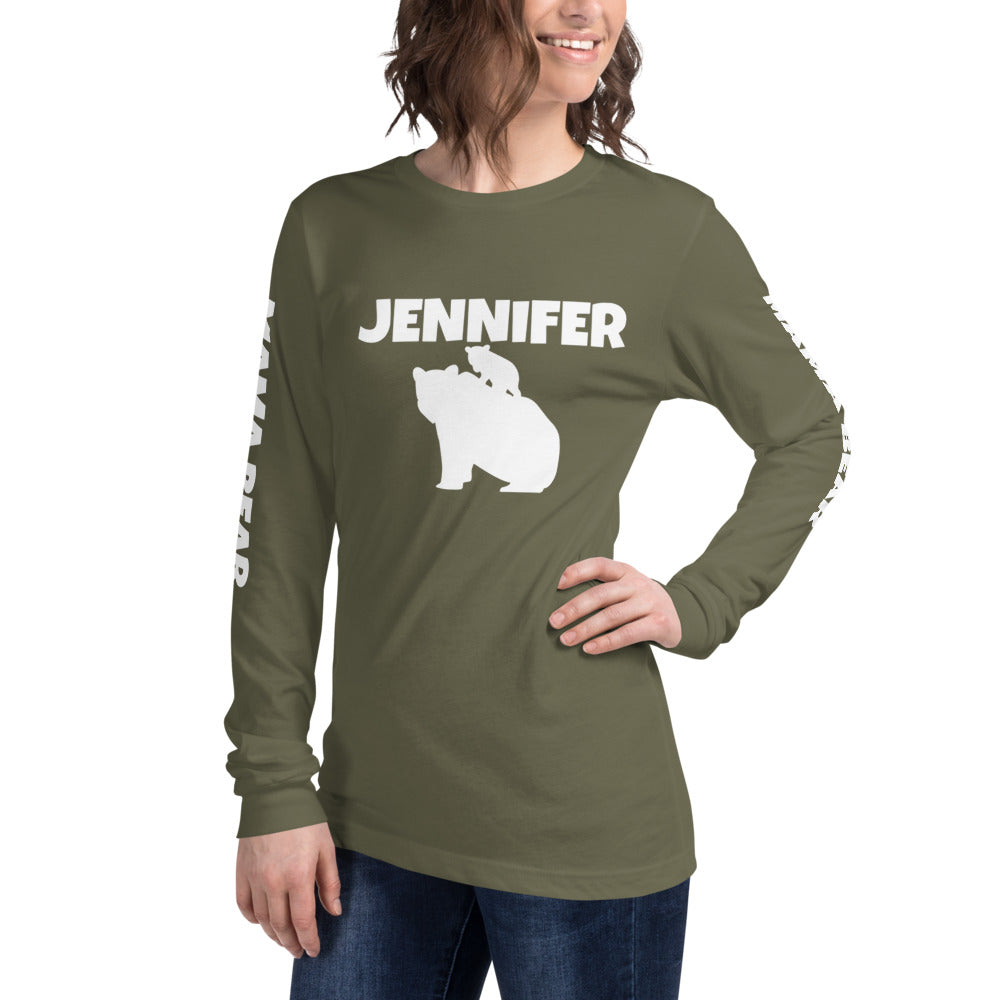 Custom Name Bold Mama Bear Personalized Unisex Long Sleeve Tee - Bella + Canvas 3501 TeeSpect