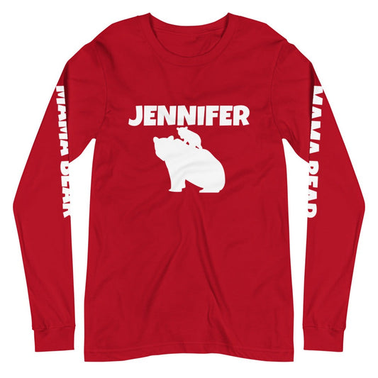 Custom Name Bold Mama Bear Personalized Unisex Long Sleeve Tee - Bella + Canvas 3501 TeeSpect