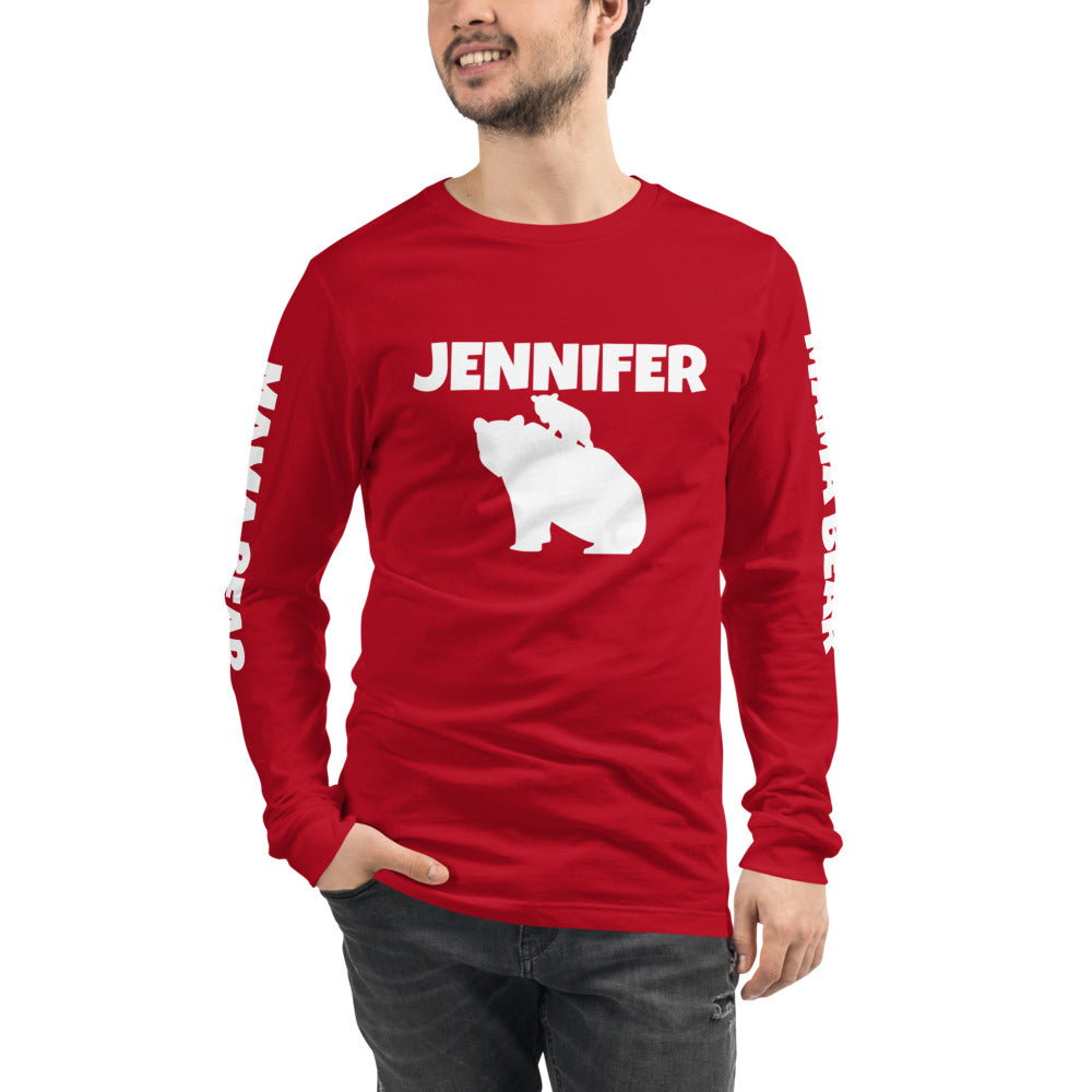 Custom Name Bold Mama Bear Personalized Unisex Long Sleeve Tee - Bella + Canvas 3501 TeeSpect