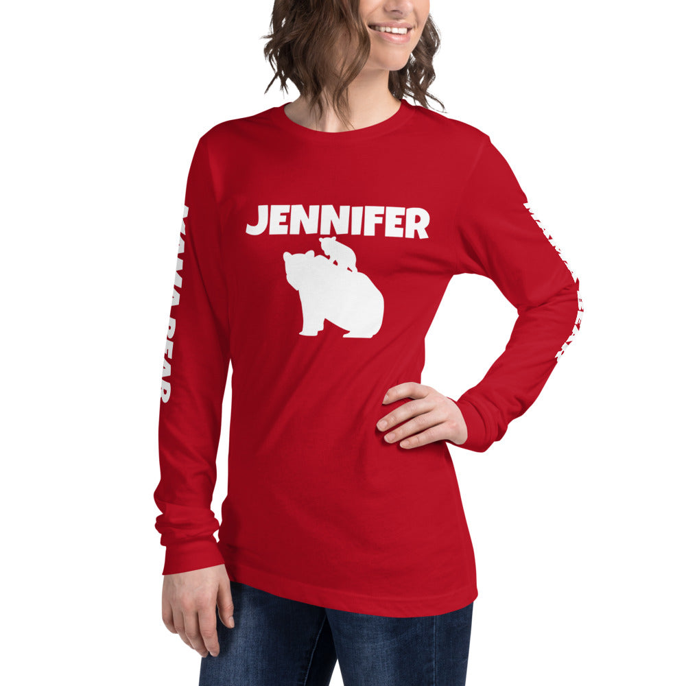 Custom Name Bold Mama Bear Personalized Unisex Long Sleeve Tee - Bella + Canvas 3501 TeeSpect