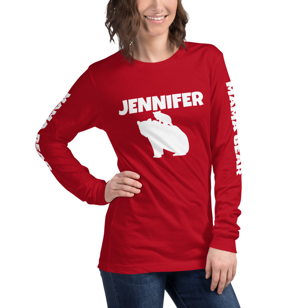 Custom Name Bold Mama Bear Personalized Unisex Long Sleeve Tee - Bella + Canvas 3501 TeeSpect