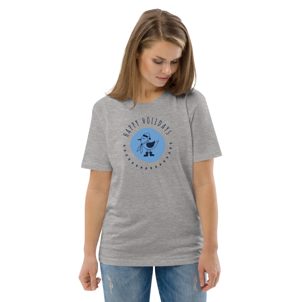 Happy Holiday Tweet Blue Unisex Organic Cotton T-Shirt TeeSpect
