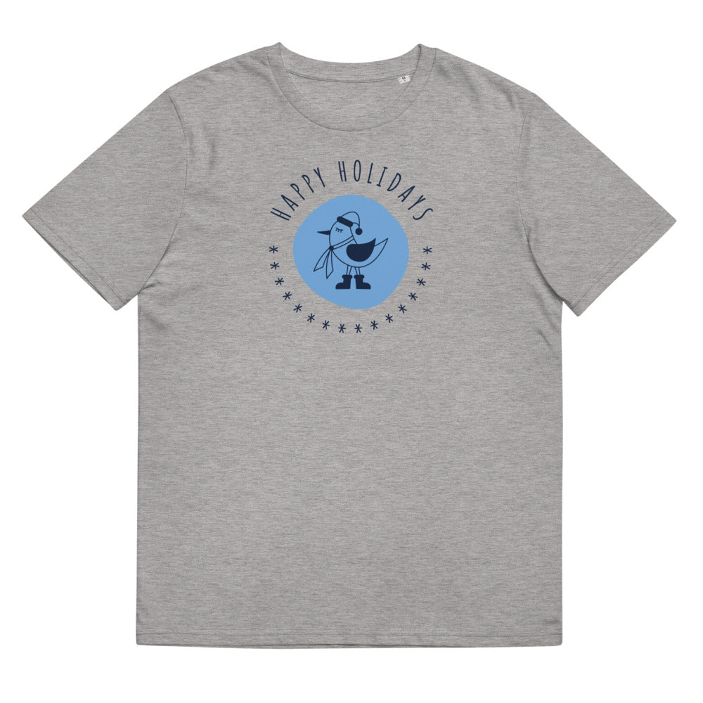Happy Holiday Tweet Blue Unisex Organic Cotton T-Shirt TeeSpect