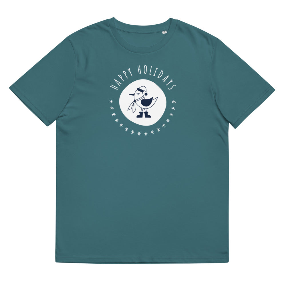 Happy Holiday Tweet Blue Unisex Organic Cotton T-Shirt TeeSpect