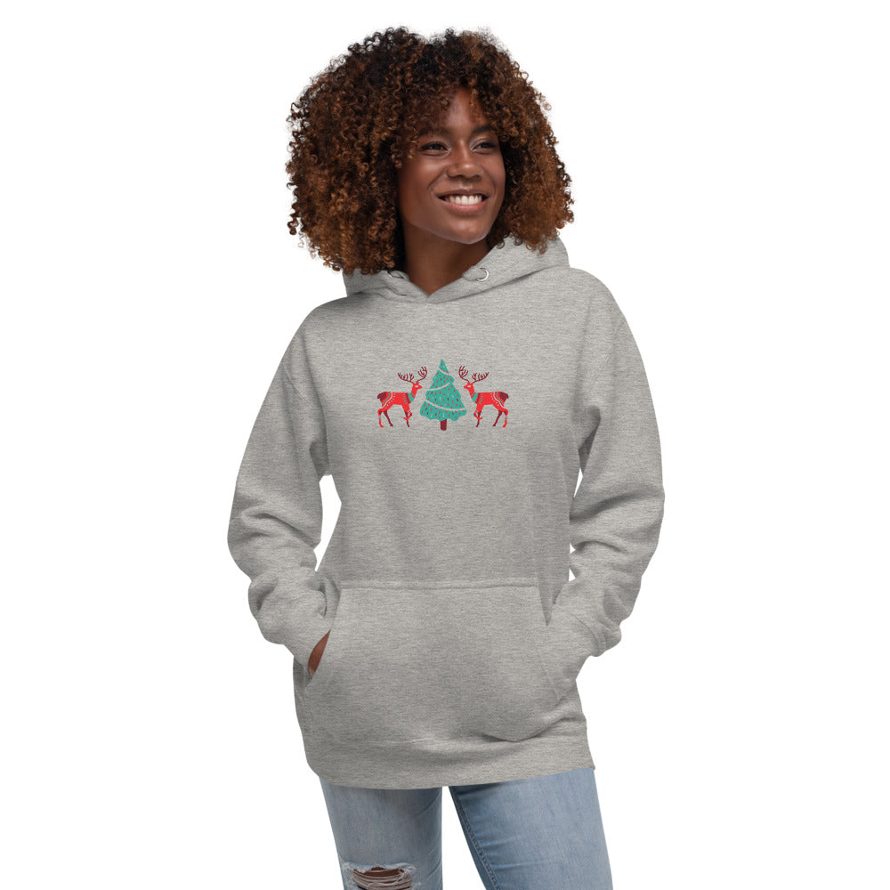 Merry Reindeer Tree Unisex Hoodie TeeSpect