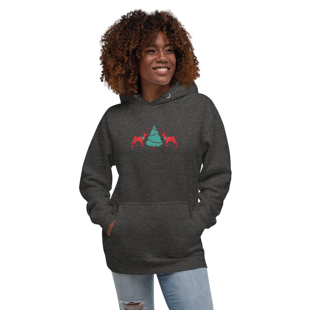 Merry Reindeer Tree Unisex Hoodie TeeSpect