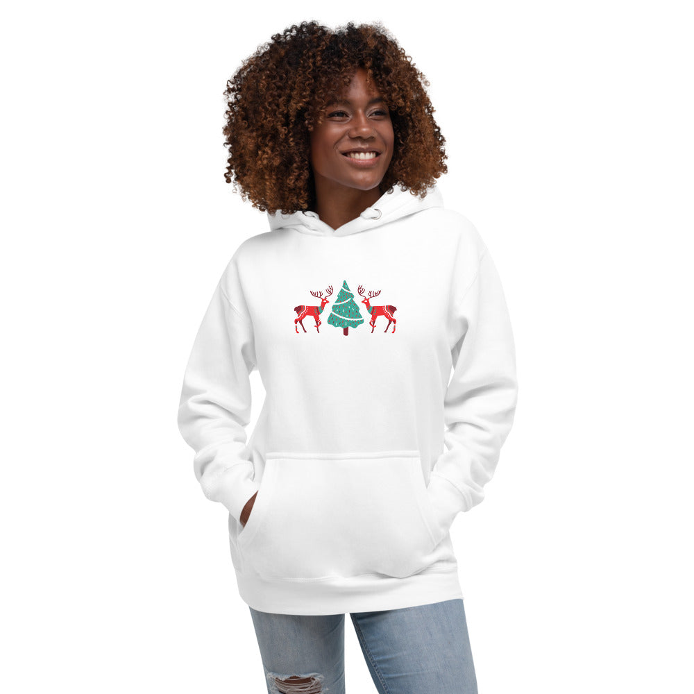 Merry Reindeer Tree Unisex Hoodie TeeSpect