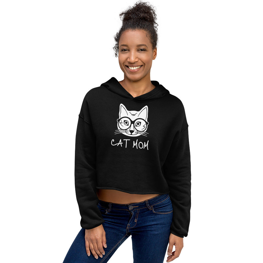 Cat Mom Women's Cropped Hoodie TeeSpect