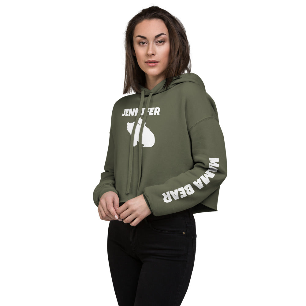 Custom Name Bold Mama Bear Personalized Women's Cropped Hoodie | Bella + Canvas 7502 TeeSpect