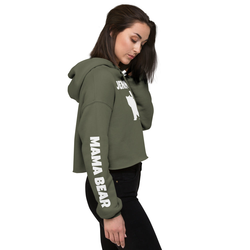 Custom Name Bold Mama Bear Personalized Women's Cropped Hoodie | Bella + Canvas 7502 TeeSpect