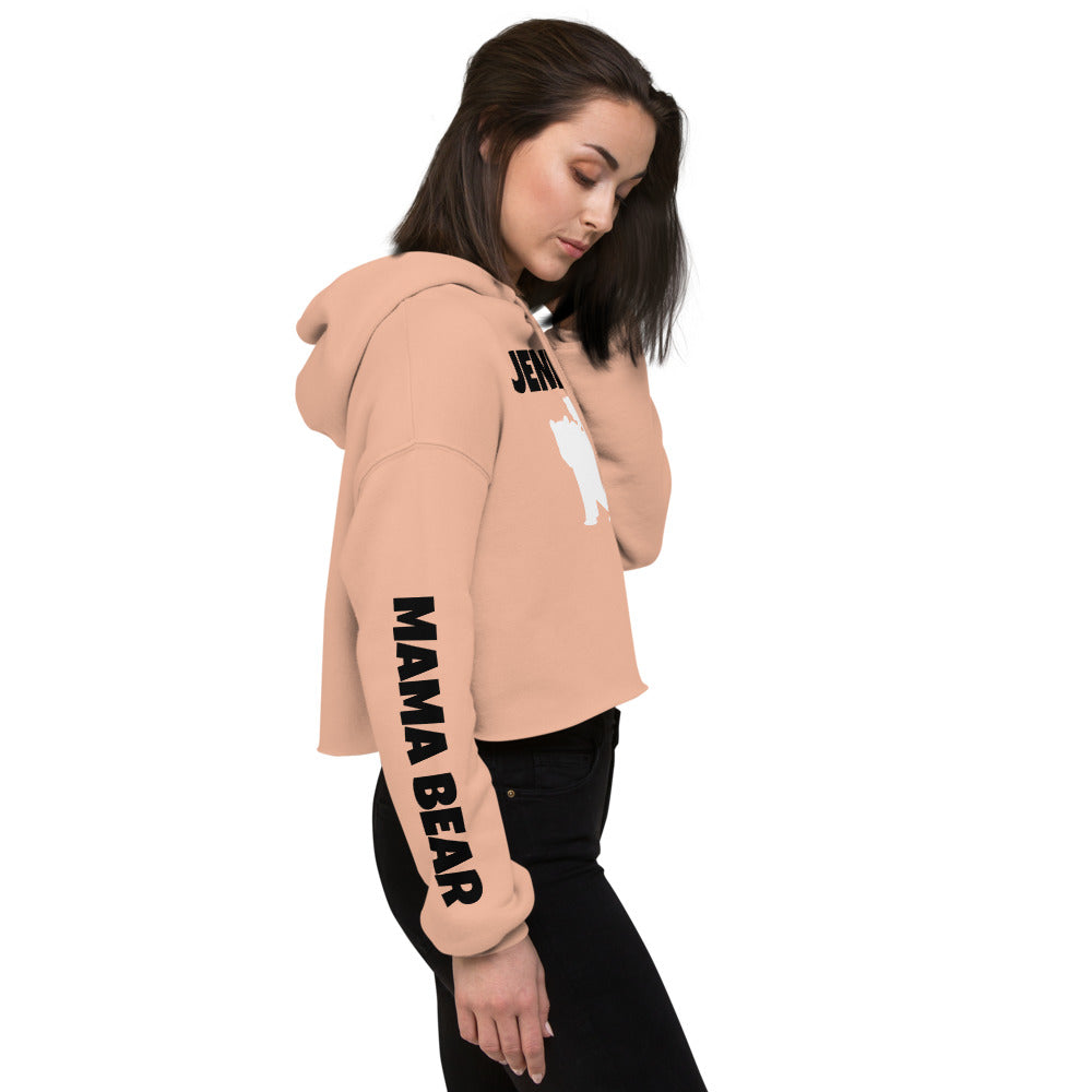 Custom Name Bold Mama Bear Personalized Women's Cropped Hoodie | Bella + Canvas 7502 TeeSpect