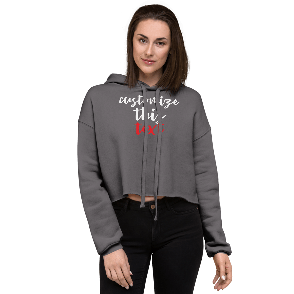 Personalize Custom Text Women's Cropped Hoodie | Bella + Canvas 7502 TeeSpect