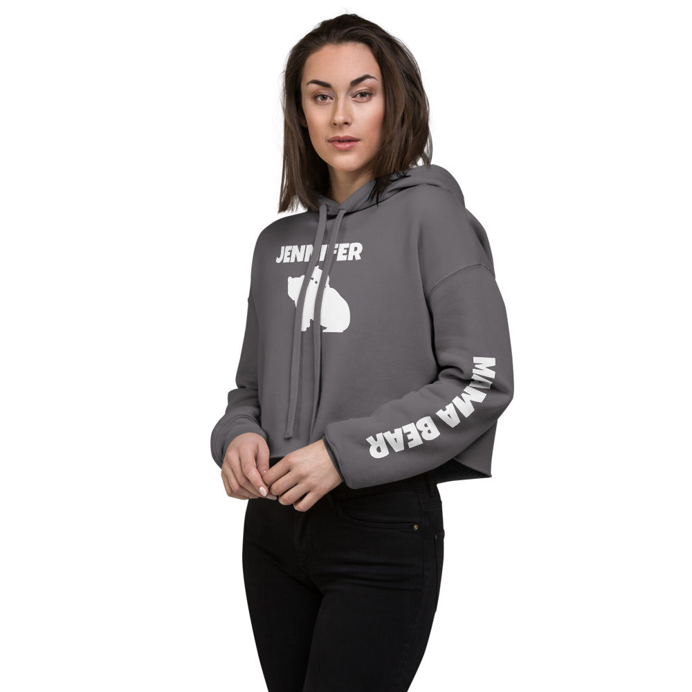 Custom Name Bold Mama Bear Personalized Women's Cropped Hoodie | Bella + Canvas 7502 TeeSpect