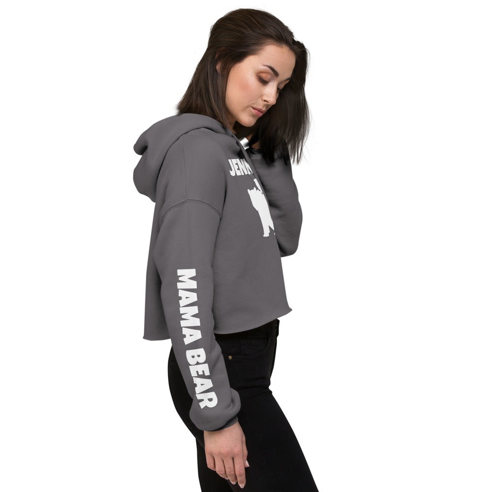 Custom Name Bold Mama Bear Personalized Women's Cropped Hoodie | Bella + Canvas 7502 TeeSpect