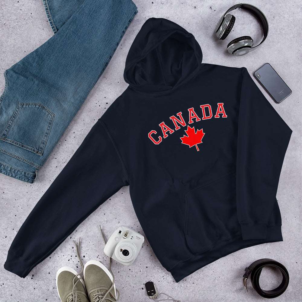 Bold Canada And Maple Leaf, Soft Feel, Double Stitched, Smooth, Stylish Unisex Heavy Blend Hoodie TeeSpect