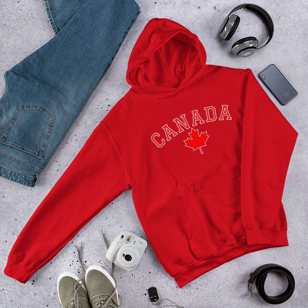 Bold Canada And Maple Leaf, Soft Feel, Double Stitched, Smooth, Stylish Unisex Heavy Blend Hoodie TeeSpect